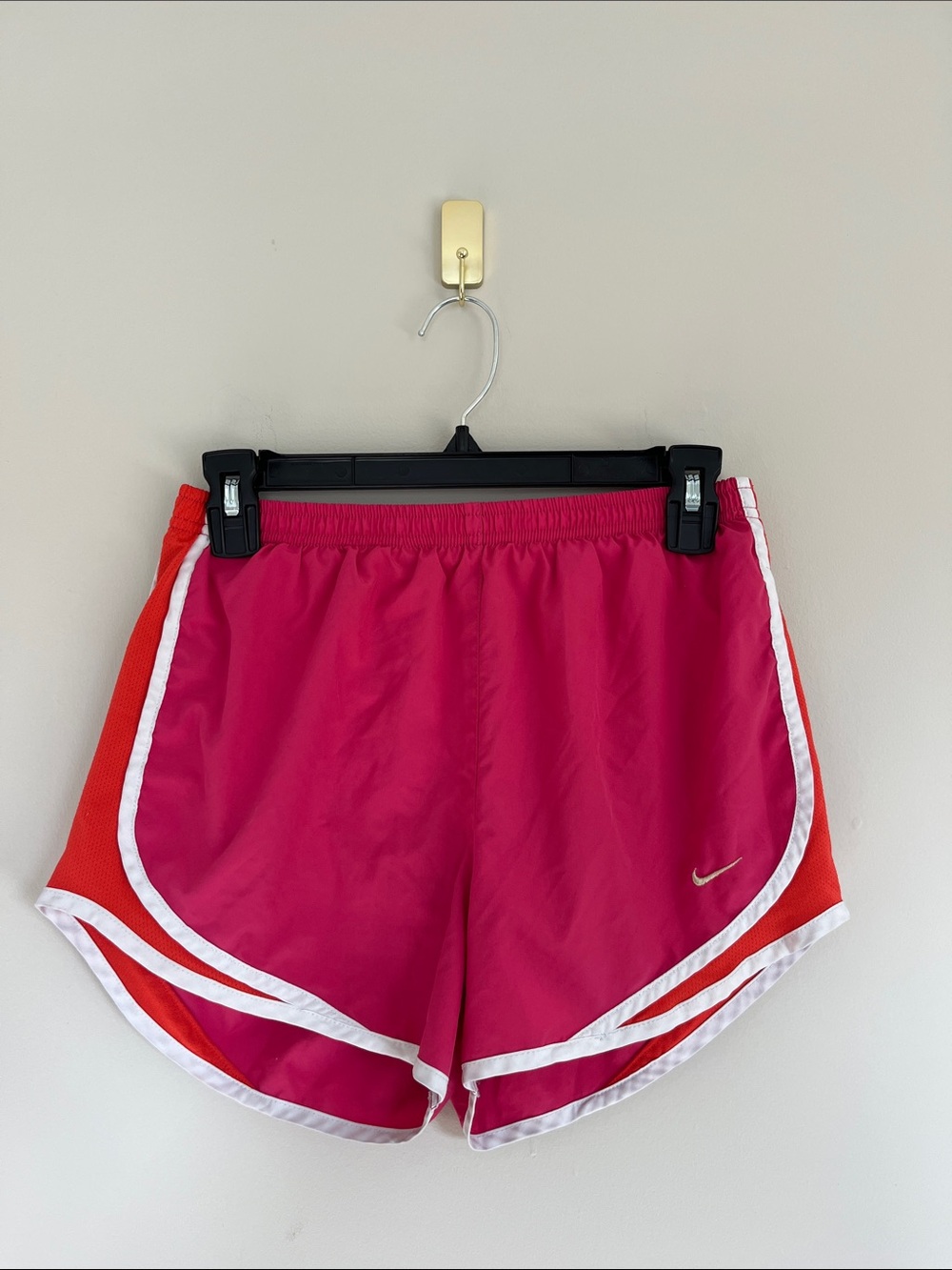 Vintage Nike Women’s Hot Pink Athletic Shorts with Red Panels